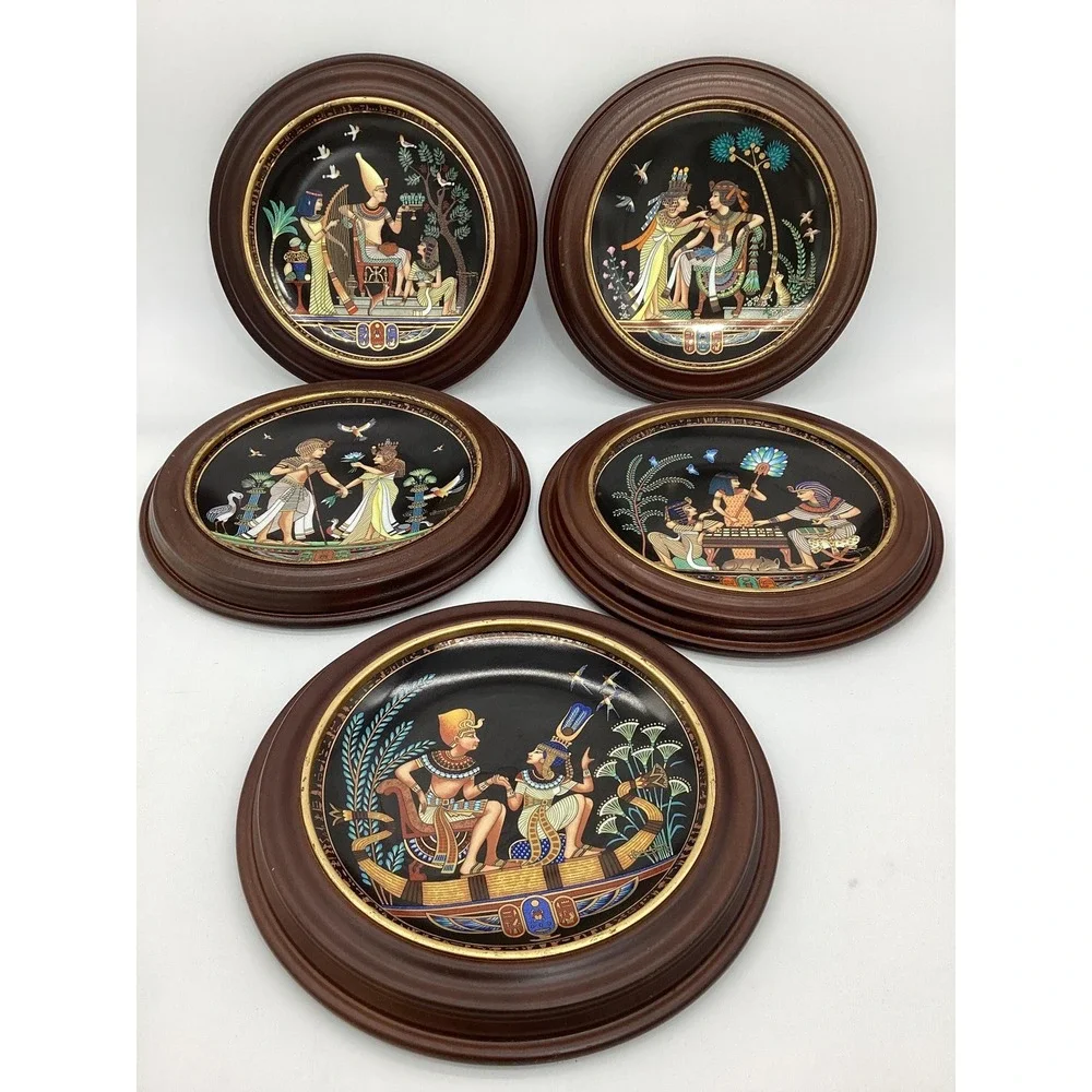 Tutankhamun Collector Plates,‎ Osiris Egyptian Porcelain Set of 5 (TBL-1013)